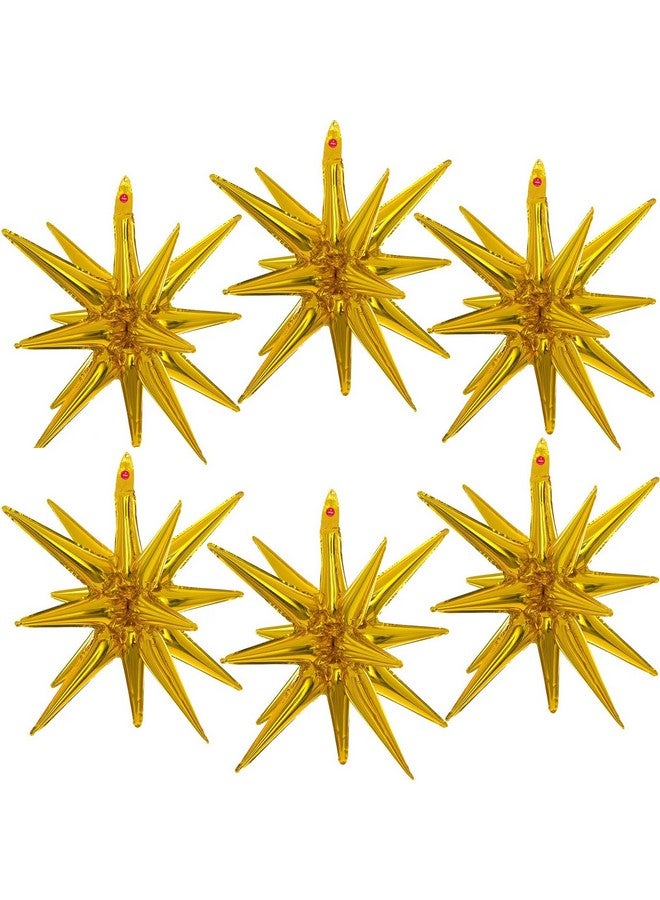 BBPOOL 6 Pcs Gold Star Balloons,22 Inch Gold Starburst Balloons Star Foil Mylar Balloons for Birthday Party Wedding Christmas New Year Anniversary Graduation Decorations - Image 1