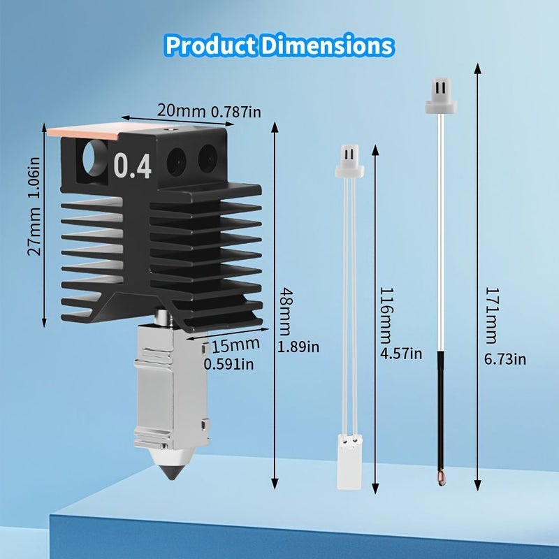 Hardened 0.2mm Nozzle Hot End Kit For 3D Printer Upgraded Wear Resistant Accessory - Image 2
