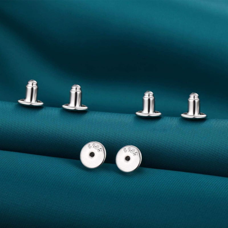 Catinee Locking Earring Backs for Studs,14k Plated White Gold Earrings Back for Studs Secure,Hypoallergenic Earring Back Apply to Earring Backs for Droopy Ears(4pcs/2pair) - Image 4