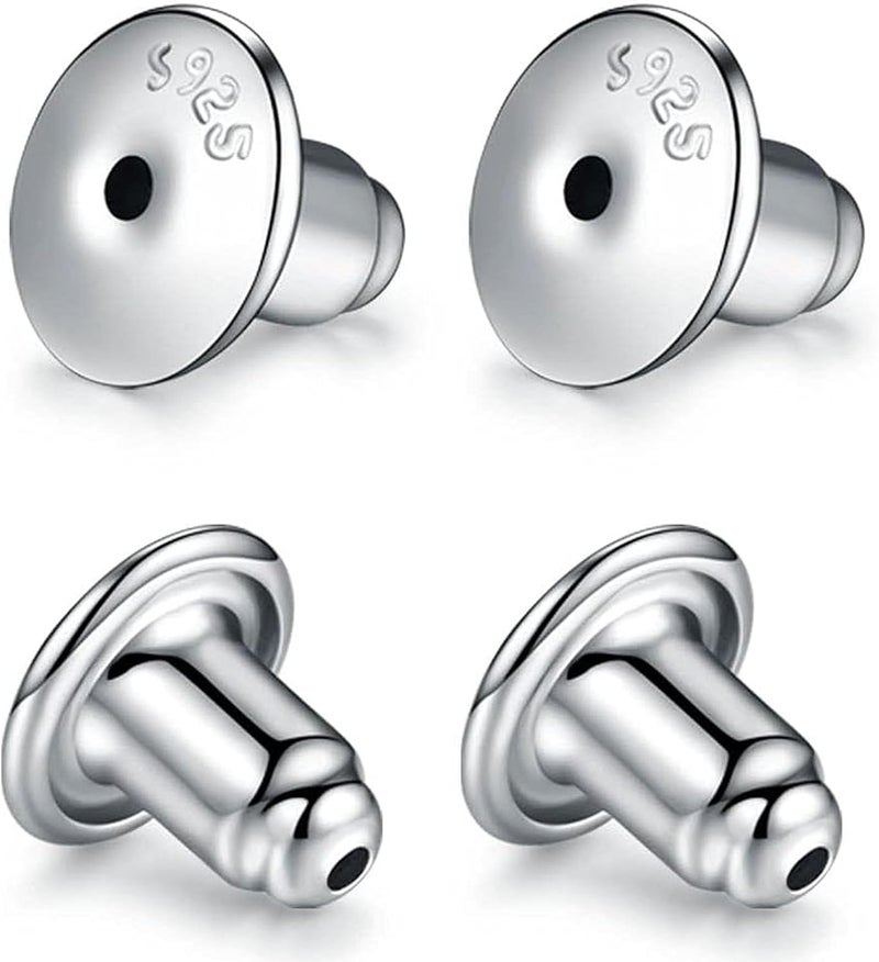 Catinee Locking Earring Backs for Studs,14k Plated White Gold Earrings Back for Studs Secure,Hypoallergenic Earring Back Apply to Earring Backs for Droopy Ears(4pcs/2pair) - Image 1