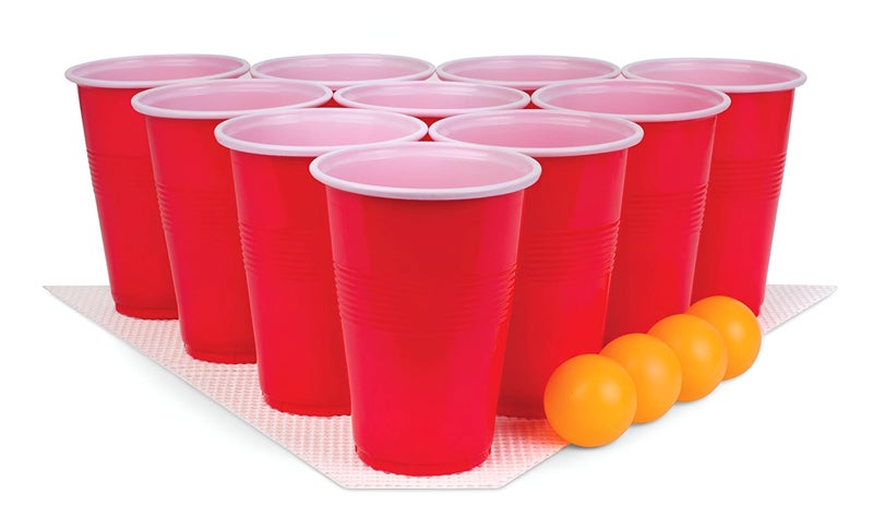 Tickles Pack of 50, Beer Pong Glasses with Free Ping Pong Balls Set, Easy Grip Reusable Drinking Party Cups for Iced Tea, Punch, Cocktail, Couple, Ladies Games (Color: Red Size: 475 ml) - Image 1