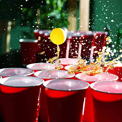 Tickles Pack of 50, Beer Pong Glasses with Free Ping Pong Balls Set, Easy Grip Reusable Drinking Party Cups for Iced Tea, Punch, Cocktail, Couple, Ladies Games (Color: Red Size: 475 ml) - Image 3