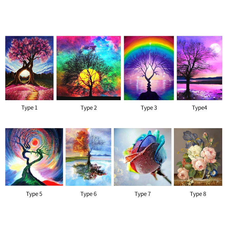 12*16 Inch DIY 5D Diamond Painting Kit Full Drill Diamond Painting Tree Flower Pattern Acrylic Rhinestone Mosaic Painting Craft Home Wall Decor Gift Frameless - Image 2