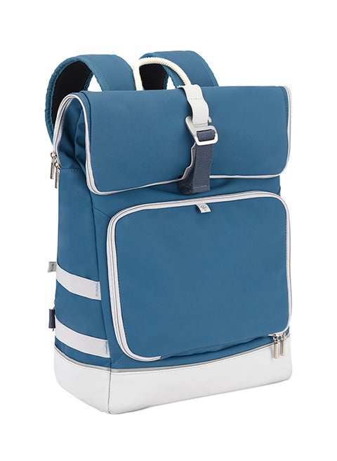 Babymoov Sancy Diaper Bag Backpack, Unisex Back Pack With Heavy Duty Roll-Top Closure, Large Insulated Compartment, Changing Pad And Accessories, Blue