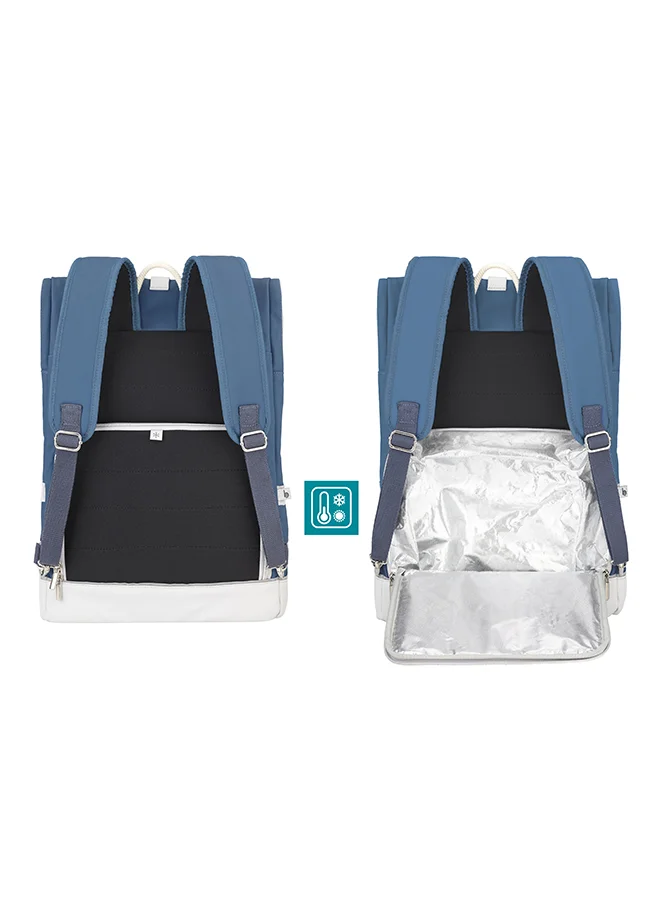 babymoov Babymoov Sancy Diaper Bag Backpack, Unisex Back Pack With Heavy Duty Roll-Top Closure, Large Insulated Compartment, Changing Pad And Accessories, Blue
