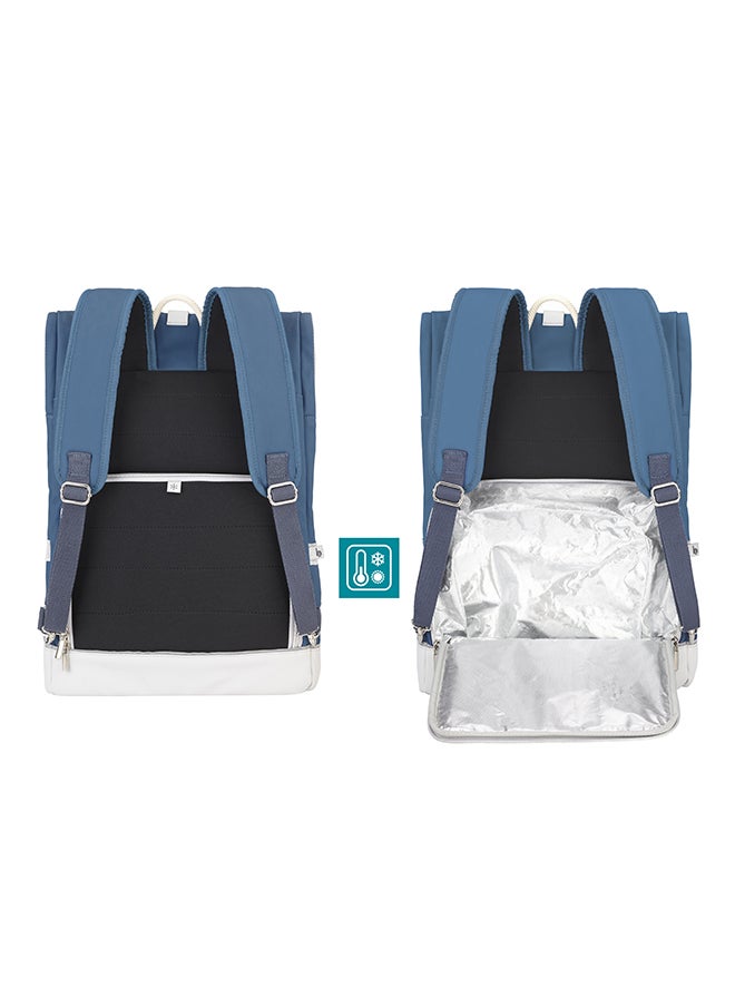babymoov - Babymoov Sancy Diaper Bag Backpack, Unisex Back Pack With Heavy Duty Roll-Top Closure, Large Insulated Compartment, Changing Pad And Accessories, Blue - Image 1
