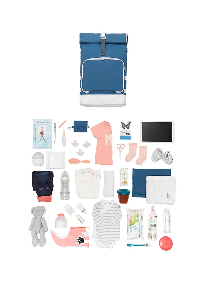 babymoov - Babymoov Sancy Diaper Bag Backpack, Unisex Back Pack With Heavy Duty Roll-Top Closure, Large Insulated Compartment, Changing Pad And Accessories, Blue - Image 1