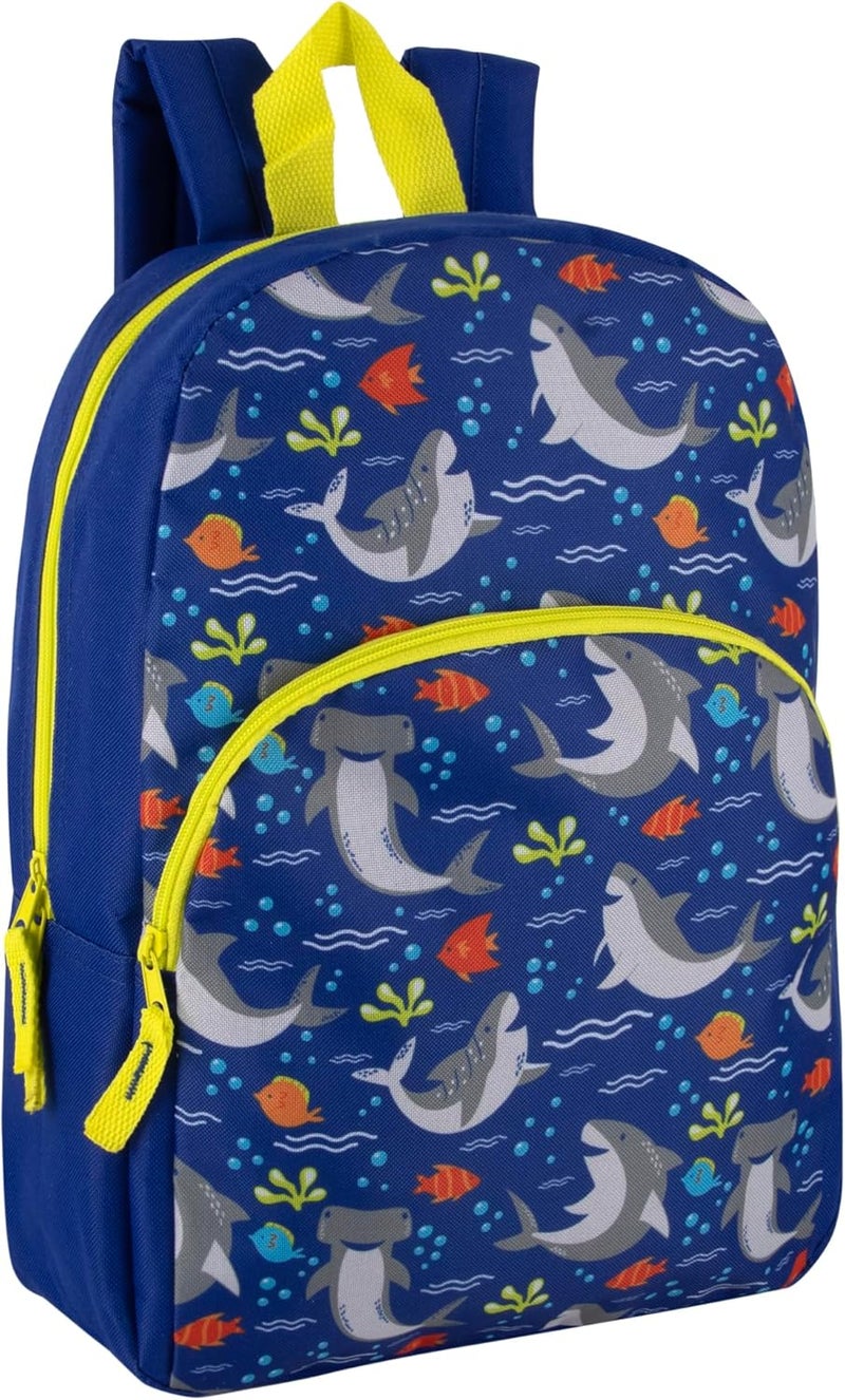 Trailmaker 15 Inch Kids Backpacks for Boys & Girls | Preschool, Kindergarten, Elementary School Backpacks with Adjustable, Padded Straps (Seafaring Sharks) - Image 1