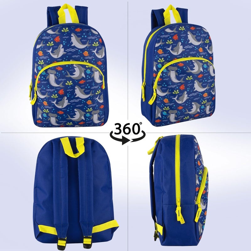 Trailmaker 15 Inch Kids Backpacks for Boys & Girls | Preschool, Kindergarten, Elementary School Backpacks with Adjustable, Padded Straps (Seafaring Sharks) - Image 4
