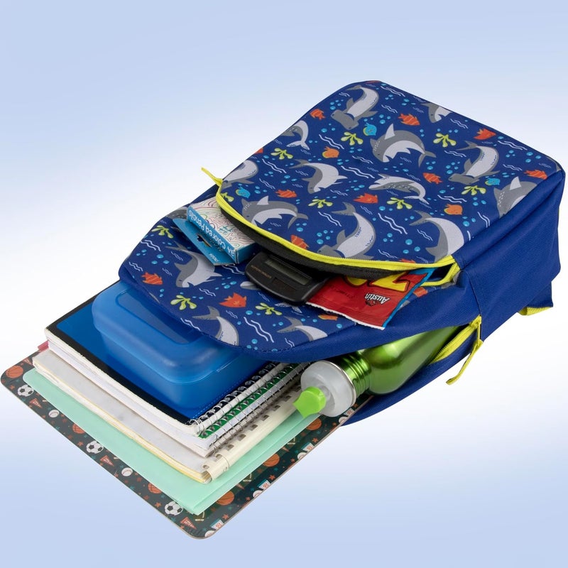 Trailmaker 15 Inch Kids Backpacks for Boys & Girls | Preschool, Kindergarten, Elementary School Backpacks with Adjustable, Padded Straps (Seafaring Sharks) - Image 3