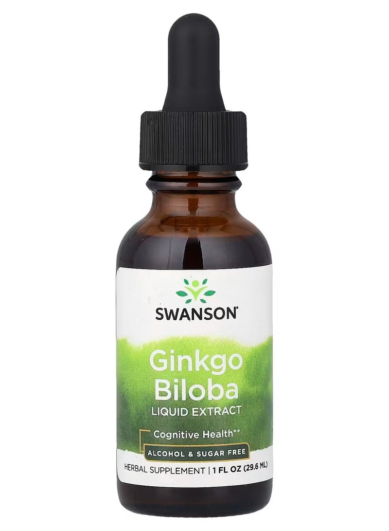 Swanson, Ginkgo Biloba Liquid Extract, Alcohol & Sugar Free, 1 fl oz (29.6 ml)