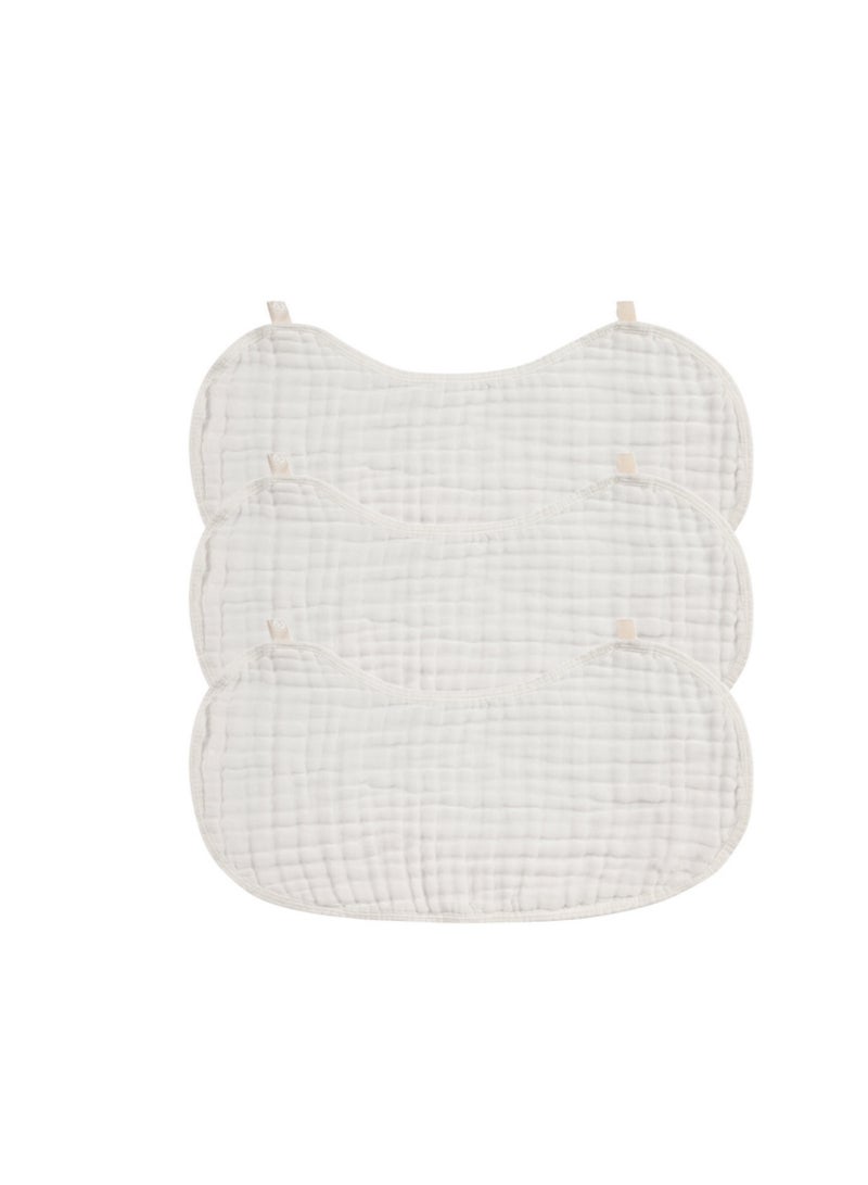 Joley Set of 3- 100% Cotton Burp & Bib Cloth White - Image 1