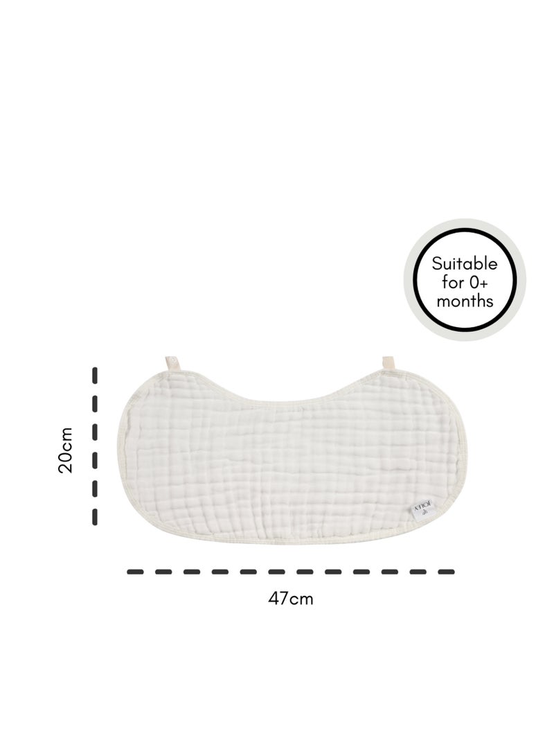 Joley Set of 3- 100% Cotton Burp & Bib Cloth White - Image 2