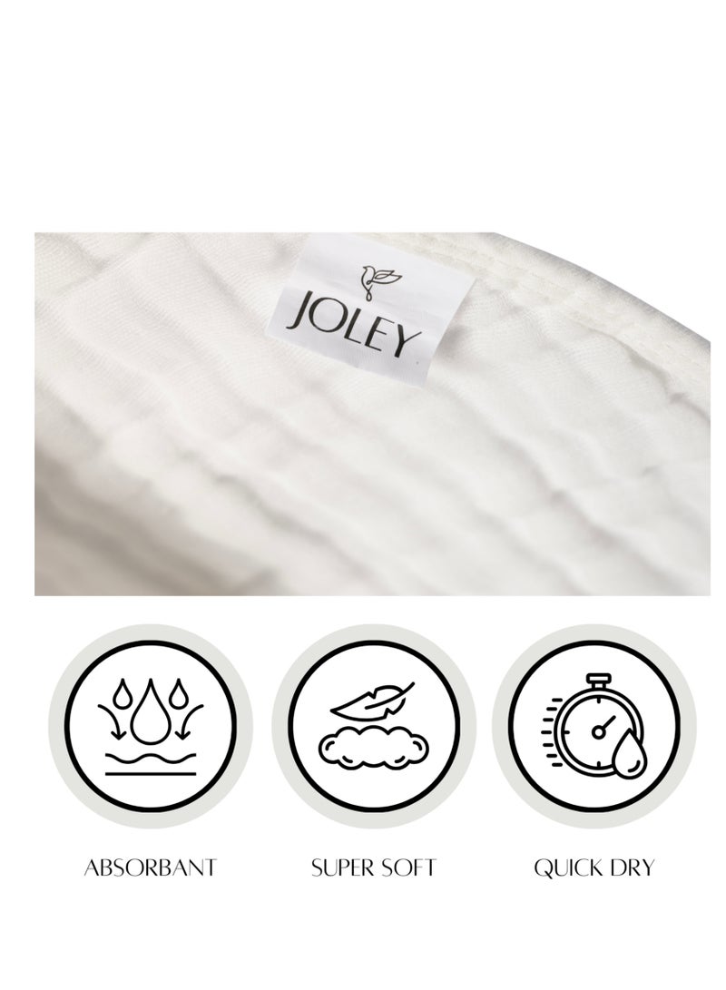 Joley Set of 3- 100% Cotton Burp & Bib Cloth White - Image 3