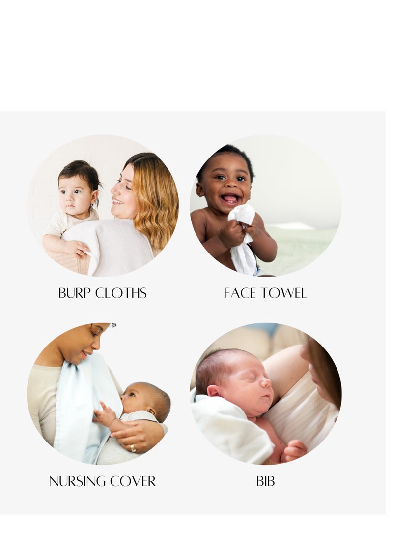 Joley Set of 3- 100% Cotton Burp & Bib Cloth White - Image 4