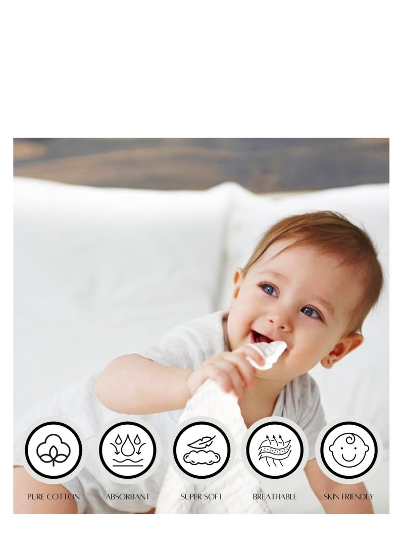 Joley Set of 3- 100% Cotton Burp & Bib Cloth White - Image 5