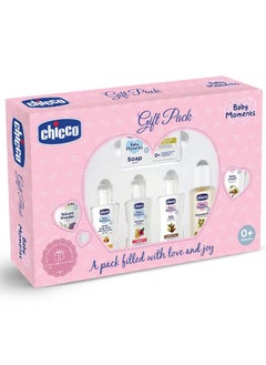 Chicco Baby Moments Baby Caring Gift Pack (Pink) With 7 Baby Skincare & Haircare Products | Baby Care Gift Set For Newborn Baby Shower, New Parents, And Birthdays | Phenoxyethanol Free  - Image 1