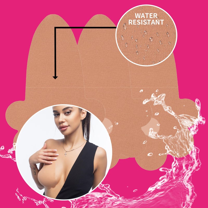 Tbwisher Boob Tape for Breast Lift Boobytape - 3 Pairs Sticky Body Tape for Push-up Breast Support Lift 5 pairs Nipple covers (Beige, A-B) - Image 3