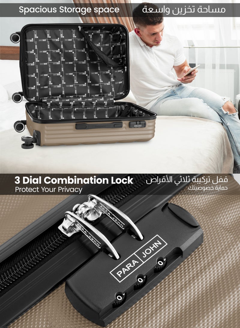 PARAJOHN Cabin Size 20-Inch ABS Lightweight Hardshell Luggage Trolley | carrying 2.5kg 4-Wheel Spinner Suitcase beige - Image 3