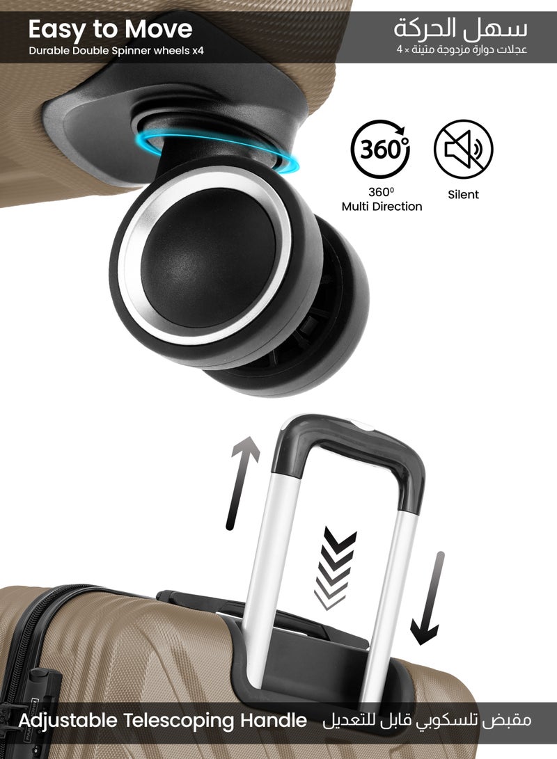 PARAJOHN Cabin Size 20-Inch ABS Lightweight Hardshell Luggage Trolley | carrying 2.5kg 4-Wheel Spinner Suitcase beige - Image 2