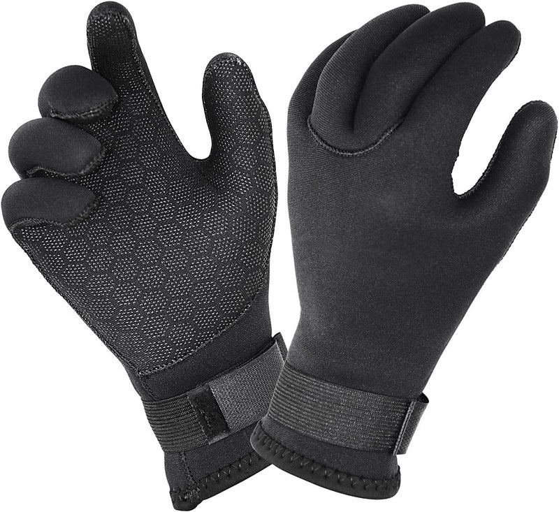 Luckam Water Gloves, 3mm Neoprene Five Finger Warm Wetsuit Winter Gloves for Scuba Diving Snorkeling Paddling Surfing Kayaking Canoeing Spearfishing Skiing (M) - Image 1