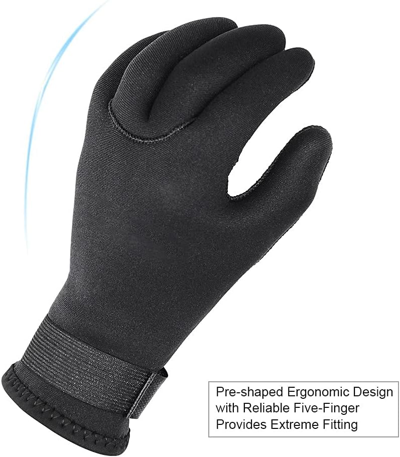 Luckam Water Gloves, 3mm Neoprene Five Finger Warm Wetsuit Winter Gloves for Scuba Diving Snorkeling Paddling Surfing Kayaking Canoeing Spearfishing Skiing (M) - Image 5