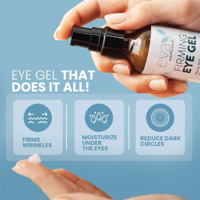 Eva Naturals Eye Gel for Dark Circles, Bags & Puffiness â€“ Anti-Aging Serum with Peptides, Hyaluronic Acid & Botanicals â€“ Firming Under Eye Treatment for Wrinkles, Fine Lines & Tired Skin â€“ 2 oz - Image 2
