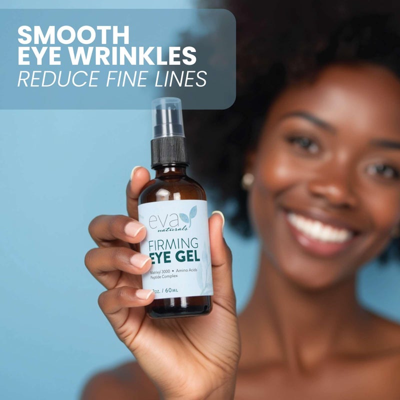 Eva Naturals Eye Gel for Dark Circles, Bags & Puffiness â€“ Anti-Aging Serum with Peptides, Hyaluronic Acid & Botanicals â€“ Firming Under Eye Treatment for Wrinkles, Fine Lines & Tired Skin â€“ 2 oz - Image 5