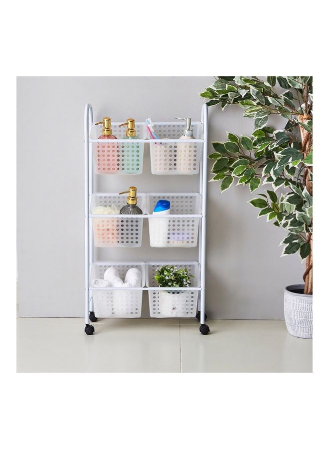 Home Box 3 Tier Aspen Rolling Storage Cart With 6-Baskets Set  - Image 2