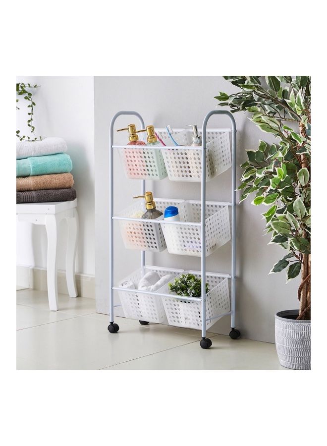Home Box 3 Tier Aspen Rolling Storage Cart With 6-Baskets Set  - Image 5