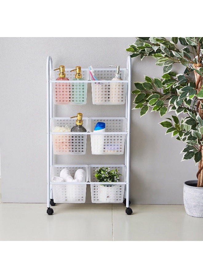 Home Box 3 Tier Aspen Rolling Storage Cart With 6-Baskets Set  - Image 3