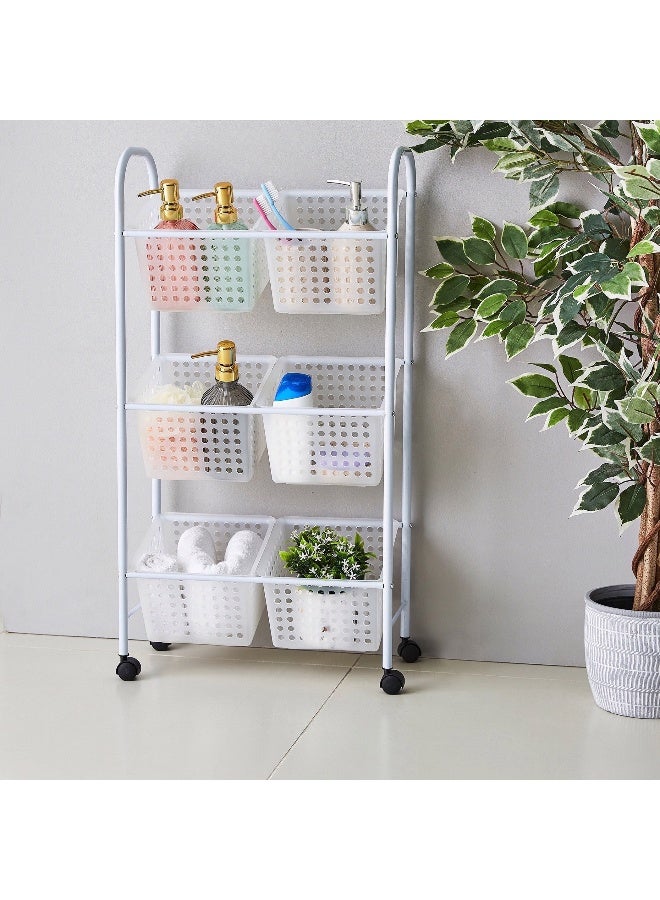 Home Box 3 Tier Aspen Rolling Storage Cart With 6-Baskets Set  - Image 2