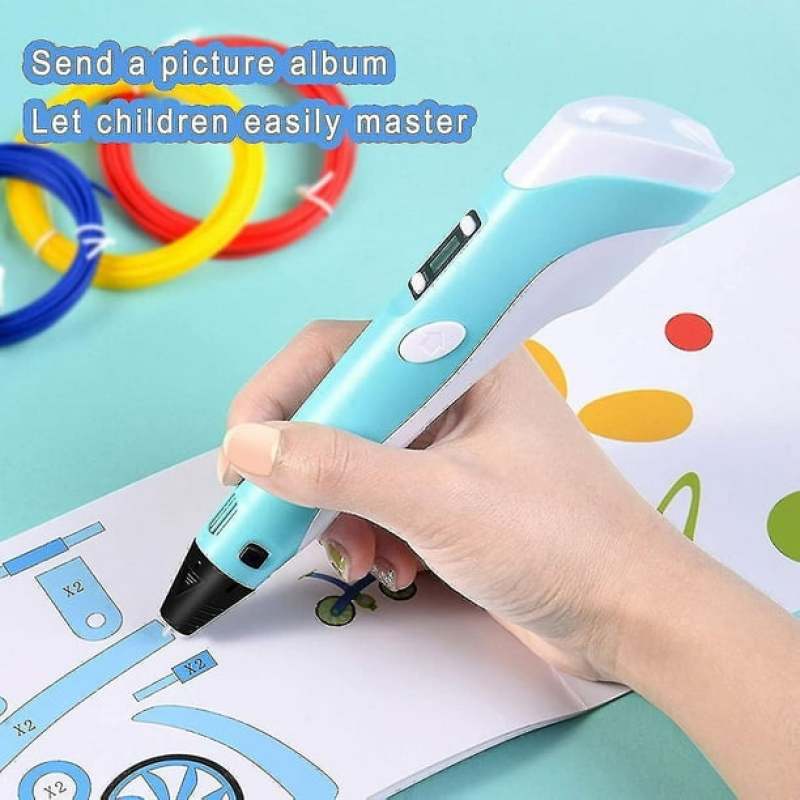 3D Pen: Blue USB Charging LED Display - Precise Temperature Speed Slider 3D Printing Pen for Beginner Advanced Arts Crafts Enthusiasts - Image 3