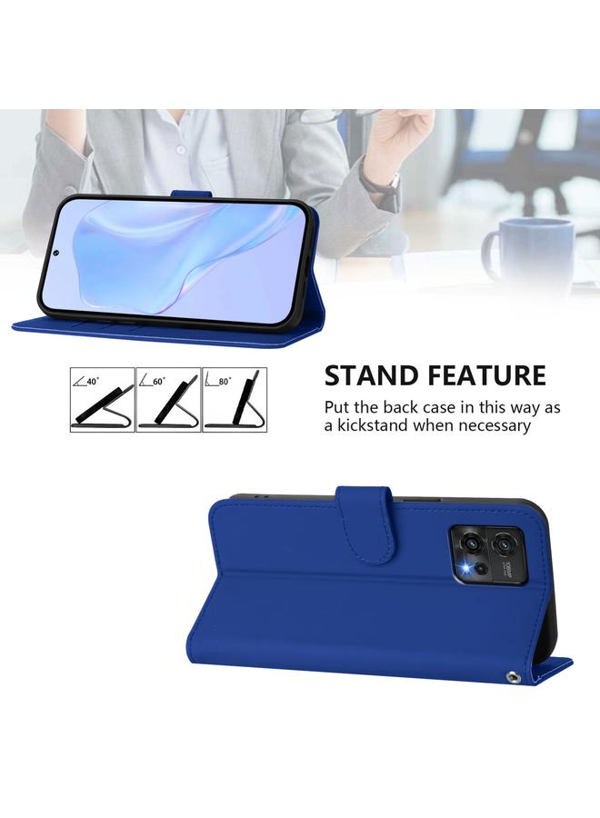 S-TOP Case For Motorola Moto G72 Skin Feel Solid Color Leather Phone Case with Lanyard - Image 3