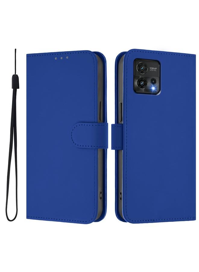 S-TOP Case For Motorola Moto G72 Skin Feel Solid Color Leather Phone Case with Lanyard - Image 2