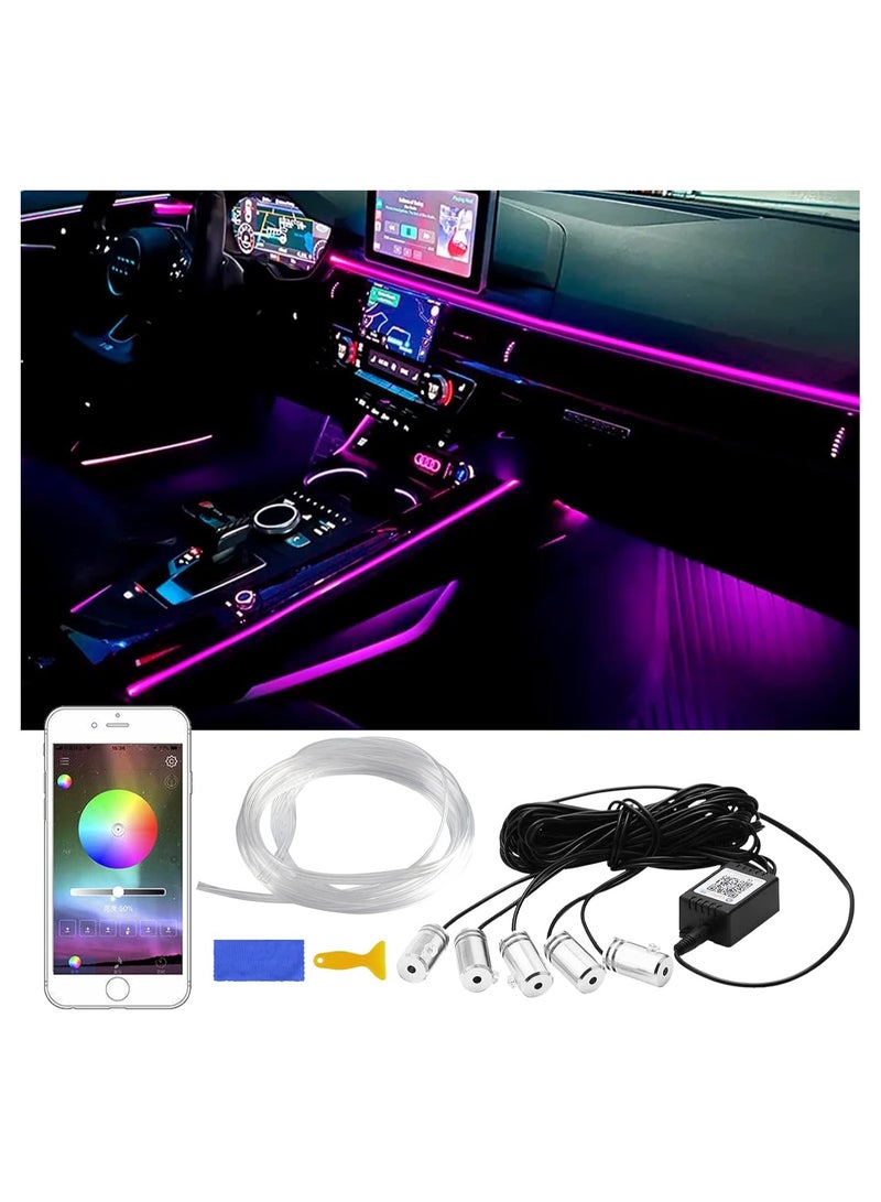 5 in 1 Car Interior Light Strip Multicolor 236 Inch Fiber Optic Wireless Bluetooth Control - Image 2