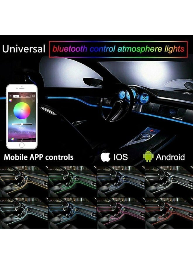 5 in 1 Car Interior Light Strip Multicolor 236 Inch Fiber Optic Wireless Bluetooth Control - Image 5