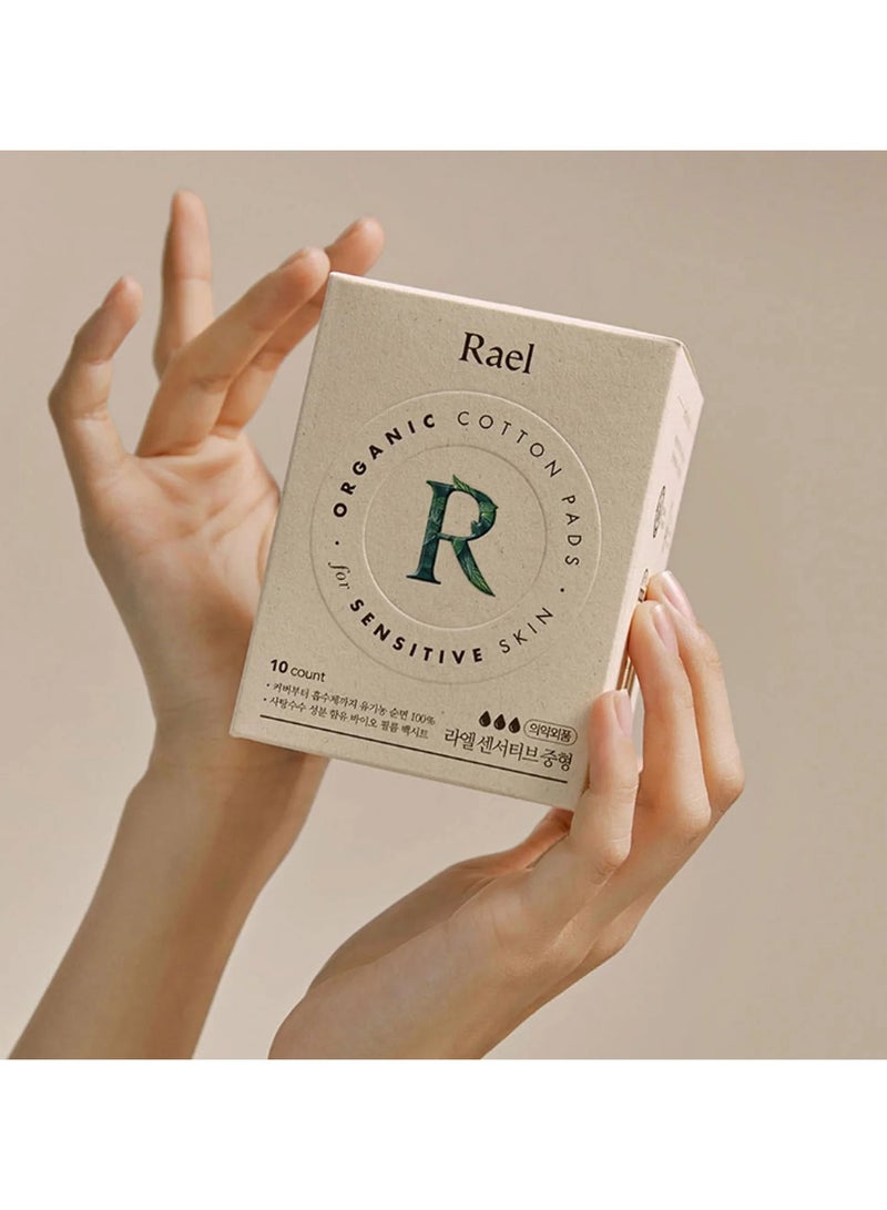 Rael Korean Organic Cotton Pads Medium Pack of 10 Soft Breathable Period Pads Safe for Sensitive Skin Natural Fragrance Free Feminine Care Protection - Image 3