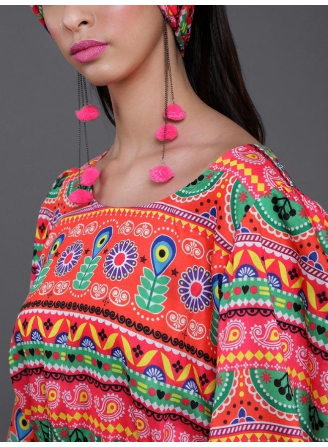 AKS Multicolor Floral Printed Top With Palazzo Set - Image 2