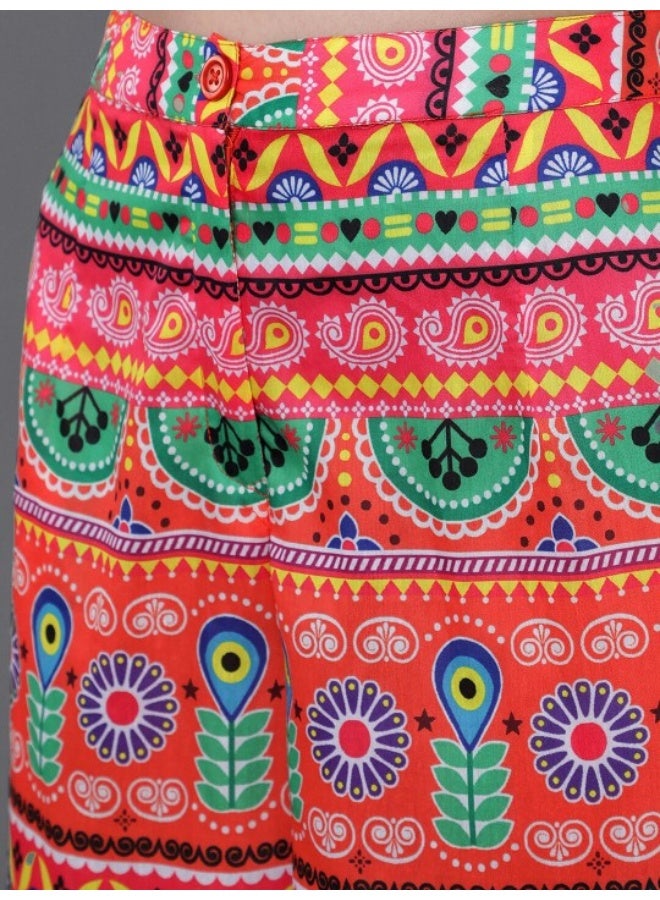 AKS Multicolor Floral Printed Top With Palazzo Set - Image 3
