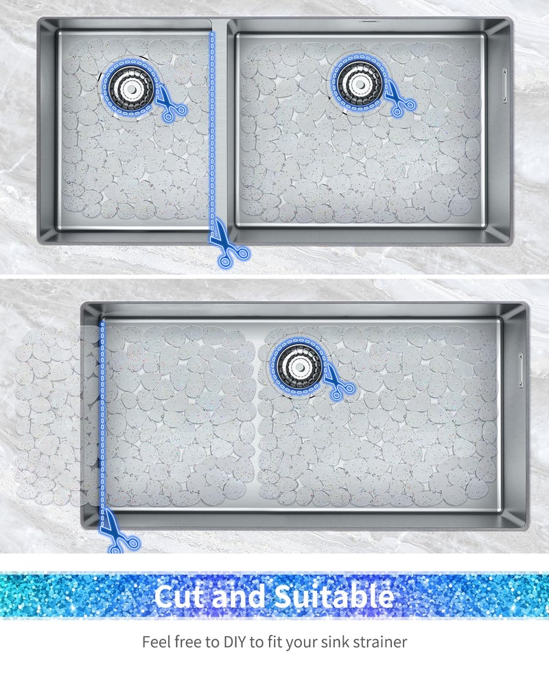 Bligli Pebble Sink Mat for Stainless Steel/Ceramic Sinks, PVC Eco-Friendly Sink Protectors for Bottom of Kitchen Sink, Dishes and Glassware, Fast Draining, 15.7 x 11.8 inch (2 Pack, Bling Clear) - Image 3