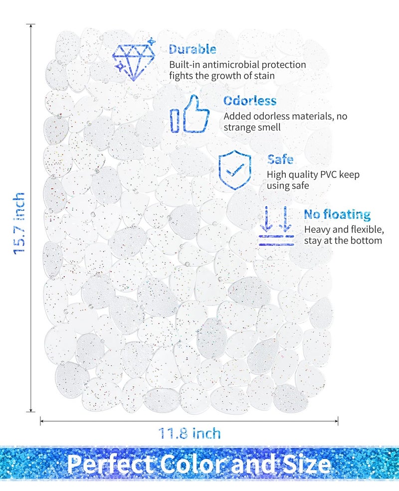 Bligli Pebble Sink Mat for Stainless Steel/Ceramic Sinks, PVC Eco-Friendly Sink Protectors for Bottom of Kitchen Sink, Dishes and Glassware, Fast Draining, 15.7 x 11.8 inch (2 Pack, Bling Clear) - Image 2