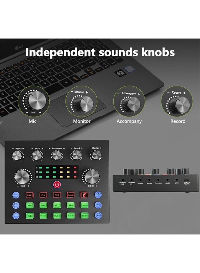 Podcast Equipment Set, Audio Interface DJ Mixer with Studio Broadcast Microphone, Podcast Microphone Set - Perfect for Live Streaming, Recording, Gaming, Singing - Image 2
