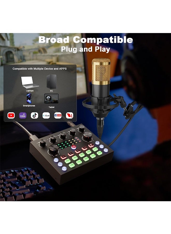 Podcast Equipment Set, Audio Interface DJ Mixer with Studio Broadcast Microphone, Podcast Microphone Set - Perfect for Live Streaming, Recording, Gaming, Singing - Image 4