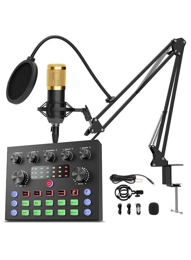 Podcast Equipment Set, Audio Interface DJ Mixer with Studio Broadcast Microphone, Podcast Microphone Set - Perfect for Live Streaming, Recording, Gaming, Singing - Image 1
