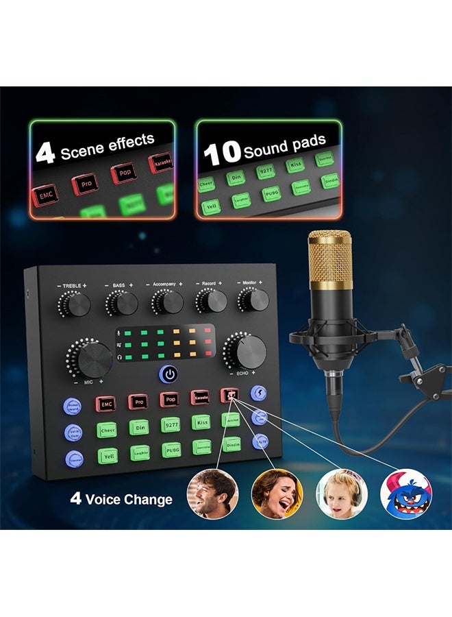Podcast Equipment Set, Audio Interface DJ Mixer with Studio Broadcast Microphone, Podcast Microphone Set - Perfect for Live Streaming, Recording, Gaming, Singing - Image 3