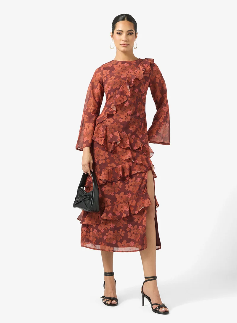 انايا ويذ لوف Wrap Waist Mesh Detail Tulle Maxi Dress
