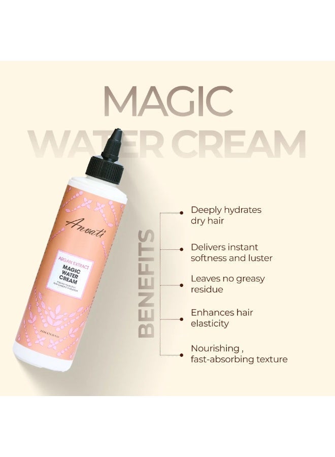 Anvati Argan Extract Magic Water Cream 250ml – Deep Hydration Hair Treatment for Dry & Frizzy Hair, Lightweight Moisturizer with Oil for Shine, Smoothness & Silky Softness - Image 5