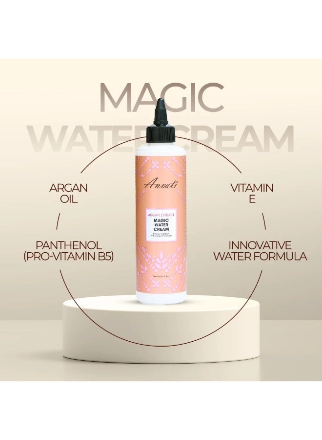 Anvati Argan Extract Magic Water Cream 250ml – Deep Hydration Hair Treatment for Dry & Frizzy Hair, Lightweight Moisturizer with Oil for Shine, Smoothness & Silky Softness - Image 4