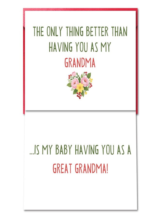 Pstyteos Funny Pregnancy Card for Grandma, the Only Thing Better than Having You as My Grandma is My Baby Having You as a Great Grandma, 8 in x 5.3 in Double-Sided Card with Red Envelope and Sticker - Image 1